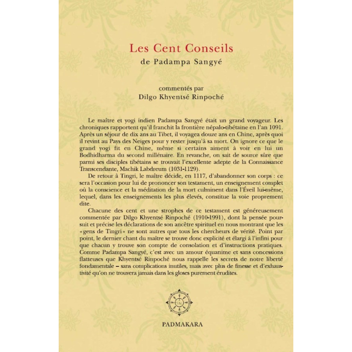 Les Cent conseils de Padampa Sangyé
