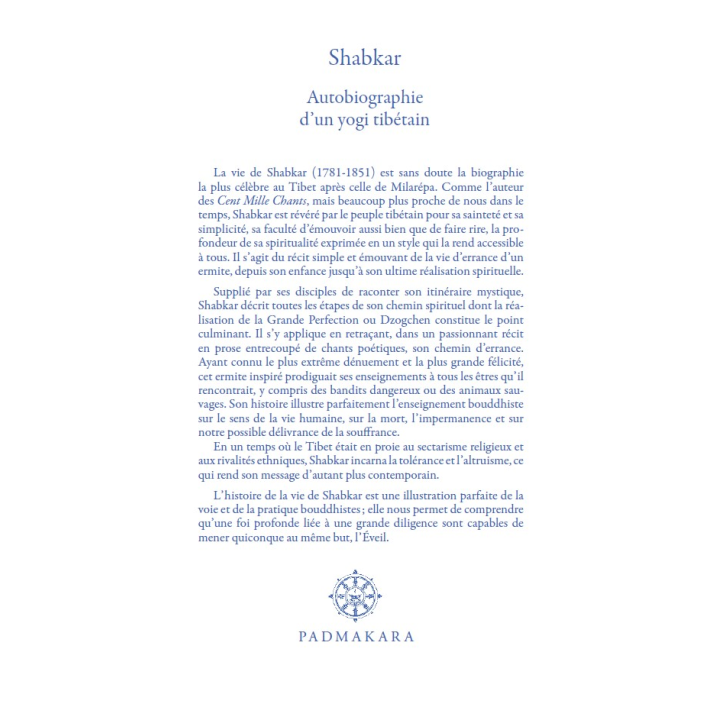 Shabkar, autobiographie d'un yogi tibétain