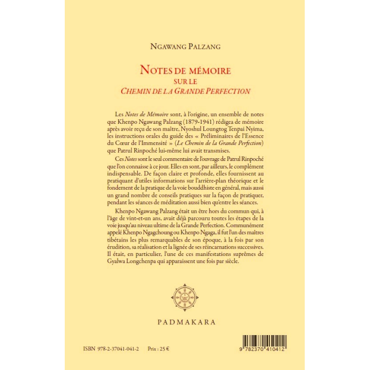 Notes de mémoire sur le Chemin de la Grande Perfection